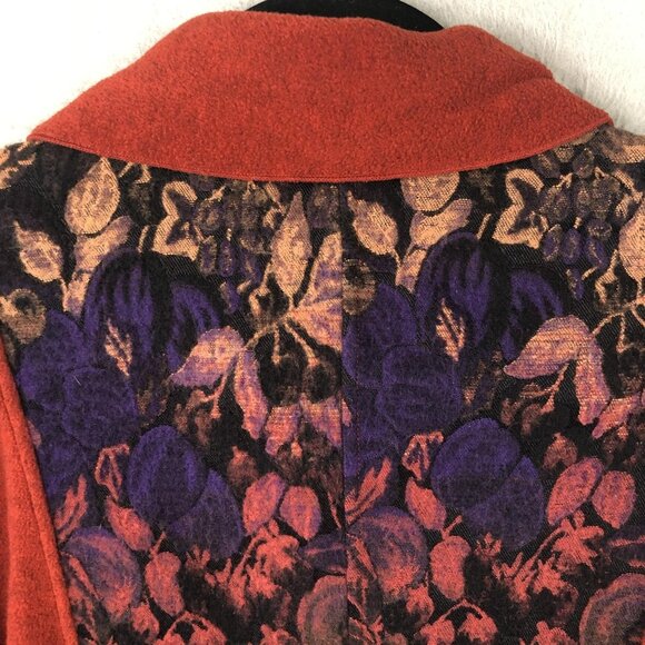 Soft Surroundings Jacket Womens 1X Rust Orange Zip Front Tapestry Floral Back - Picture 10 of 16